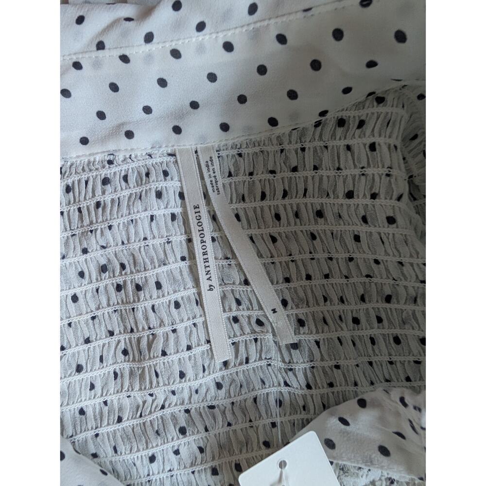 NWT By Anthropologie Long-Sleeve Smocked Tiered Maxi Dress Sz M Polka Dot #7H461 - Picture 8 of 10